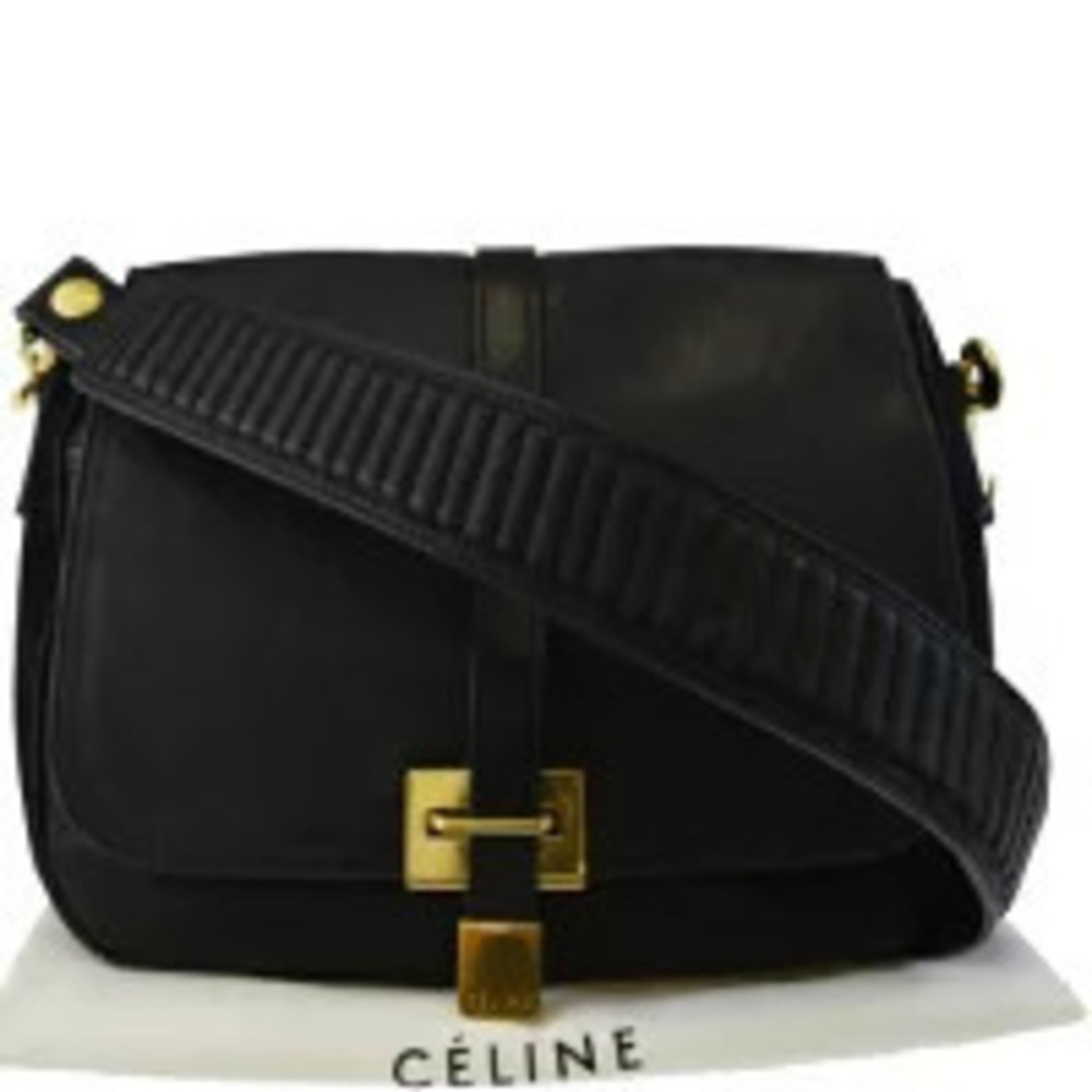 Celine shoulder bag black leather